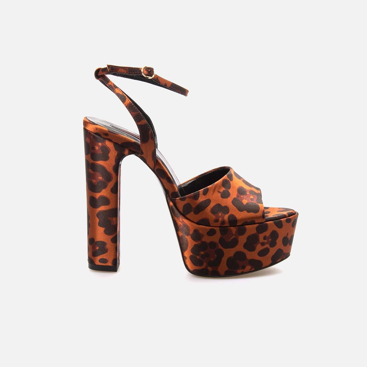 Rouge Kadın Saten Microlight Taban Leopar Gece & Abiye Ayakkabı