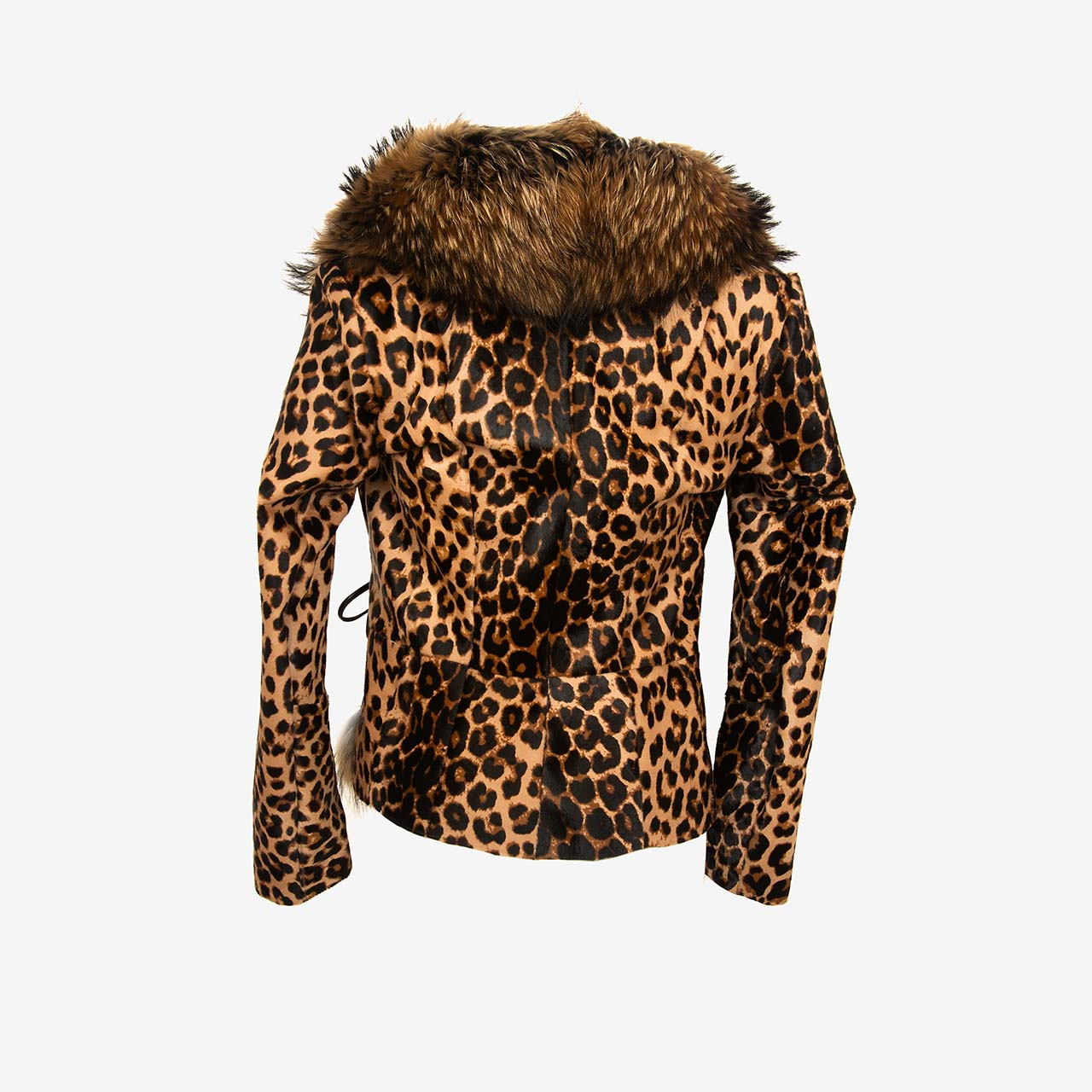 Rouge Kürklü Leopar Desenli Kadın Deri Mont P253K