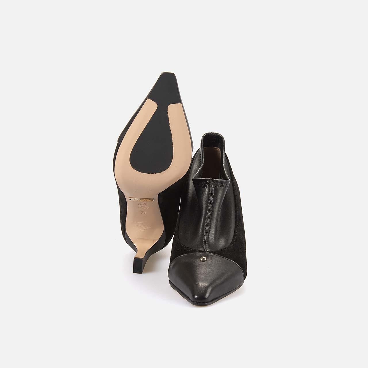 Rouge Kadın Hakiki Deri Enjeksiyon Kösele Taban Siyah Süet Klasik Ayakkabı