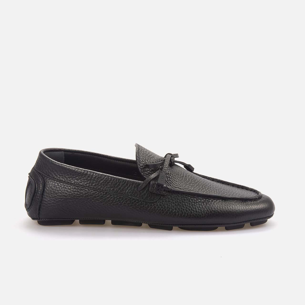 Valentino Garavani Erkek Hakiki Deri Siyah Loafer Konforlu Ayakkabı