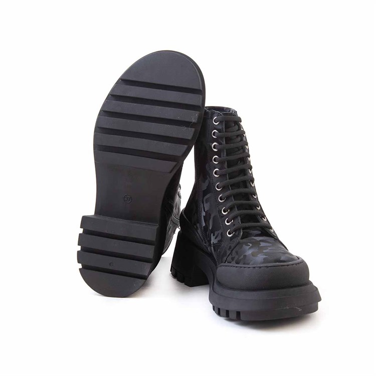 Rouge Kadın Hakiki Deri Eva Taban Siyah Kamuflaj Günlük Bot