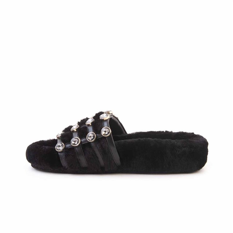 Rouge Kadın Hakiki Deri Microlight Taban Siyah Terlik Sandalet