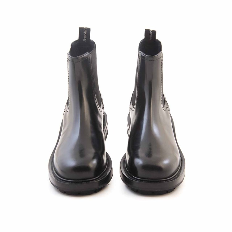 Alexander Mcqueen Erkek Hakiki Deri Siyah Bot 