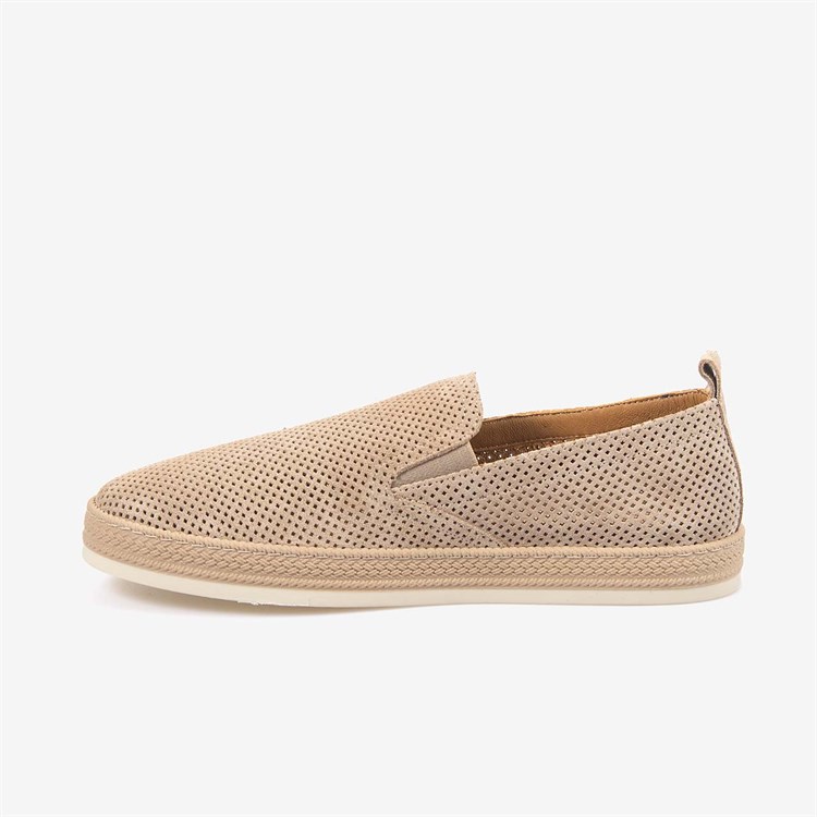 Andrea Giovanni Erkek Kauçuk Taban Bej Süet Perfore Casual Loafer 5187