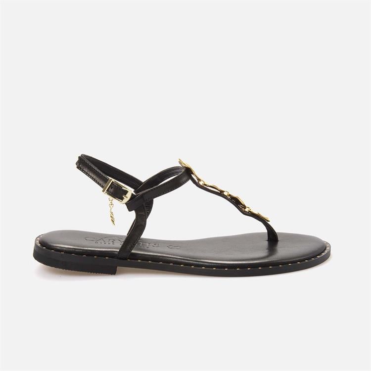 Caryatis Kadın Siyah-Altın Sarısı Sandalet 