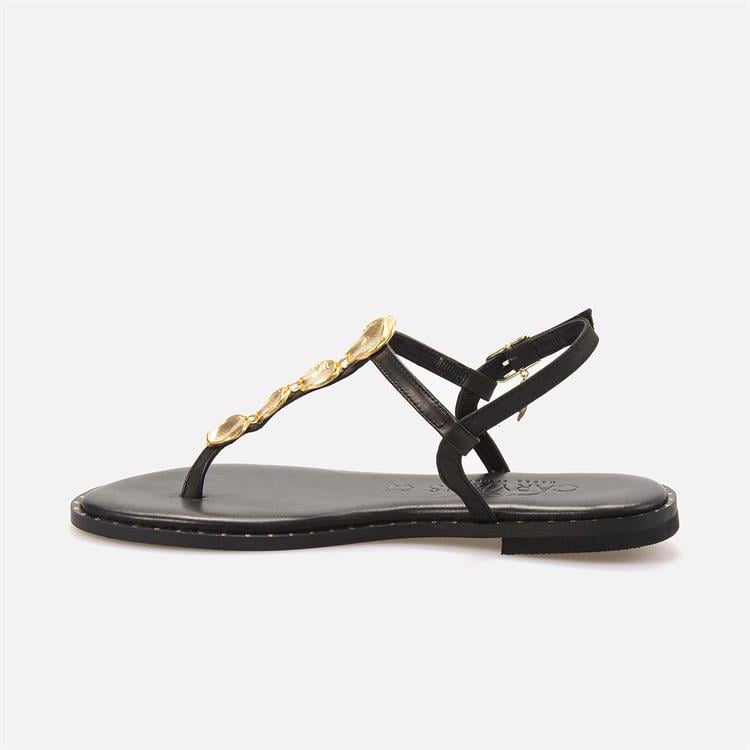 Caryatis Kadın Siyah-Altın Sarısı Sandalet 