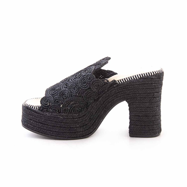 Espadrilles Kadın Tekstil Kauçuk Taban Negro Terlik Terlik
