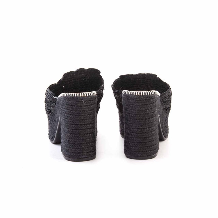 Espadrilles Kadın Tekstil Kauçuk Taban Negro Terlik Terlik