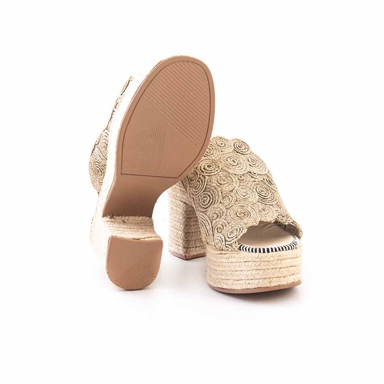Espadrilles Kadın Tekstil Kauçuk Taban Naturel Terlik Terlik