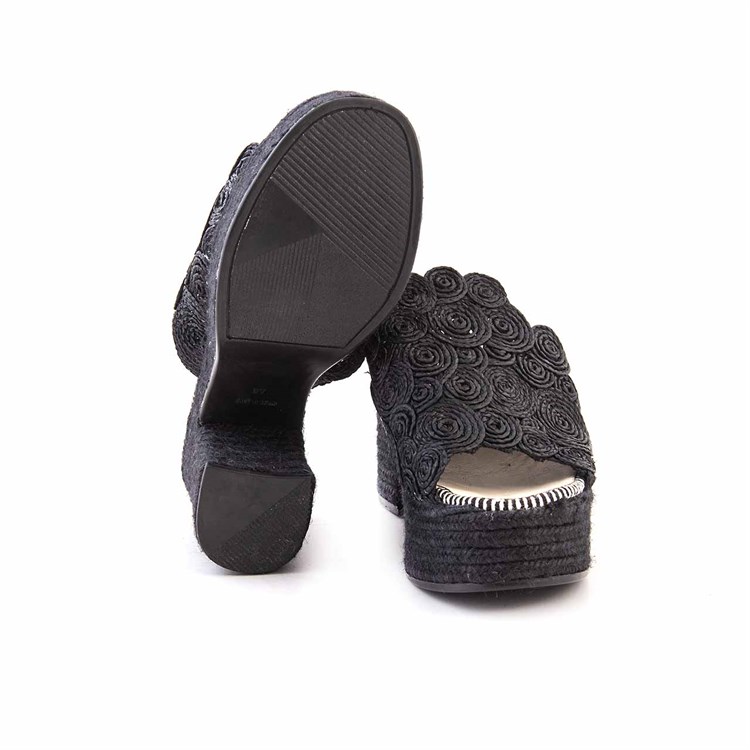 Espadrilles Kadın Tekstil Kauçuk Taban Negro Terlik Terlik