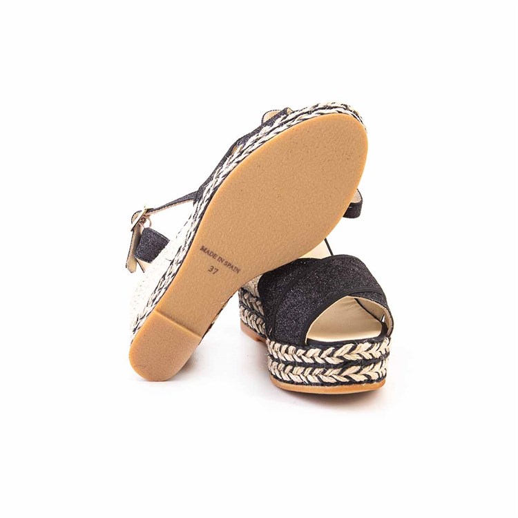 Espadrilles Kadın Tekstil Kauçuk Taban Negro Sandalet 