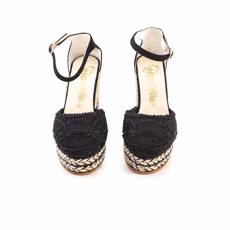 Espadrilles Kadın Tekstil Kauçuk Taban Negro Sandalet 