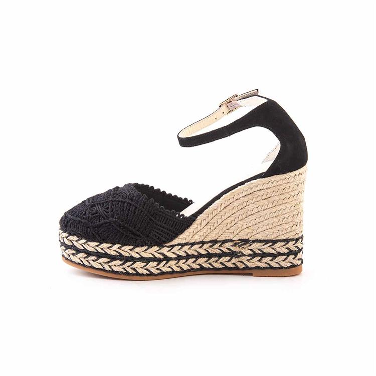 Espadrilles Kadın Tekstil Kauçuk Taban Negro Sandalet 