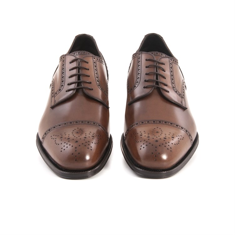 Franceschetti Erkek Hakiki Deri Kösele Taban Koyu Kahverengi Klasik Ayakkabı