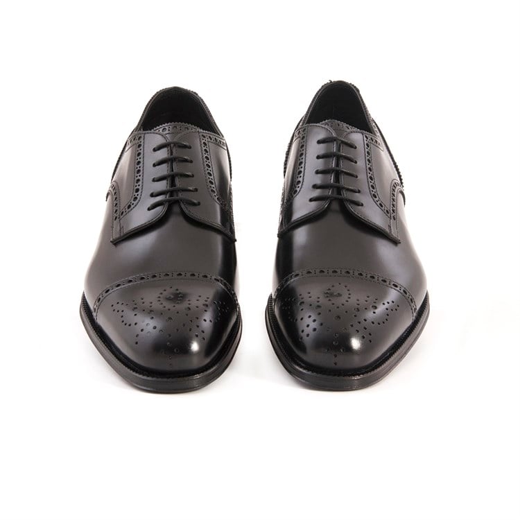 Franceschetti Erkek Hakiki Deri Kösele Taban Siyah Klasik Ayakkabı