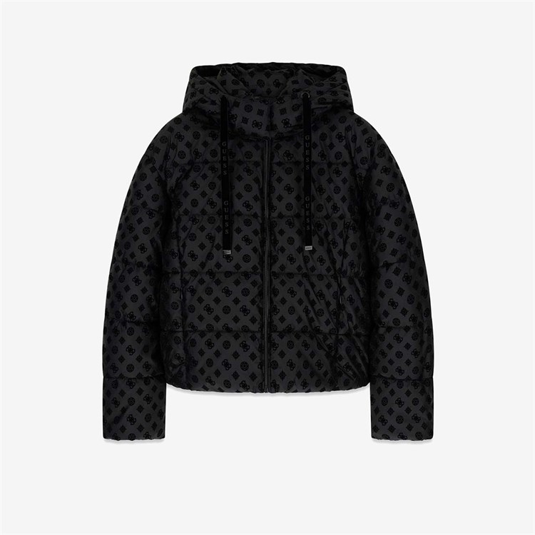 Guess 4G Logolu Fermuarlı Kapüşonlu Kadın Mont W6BL56W4195