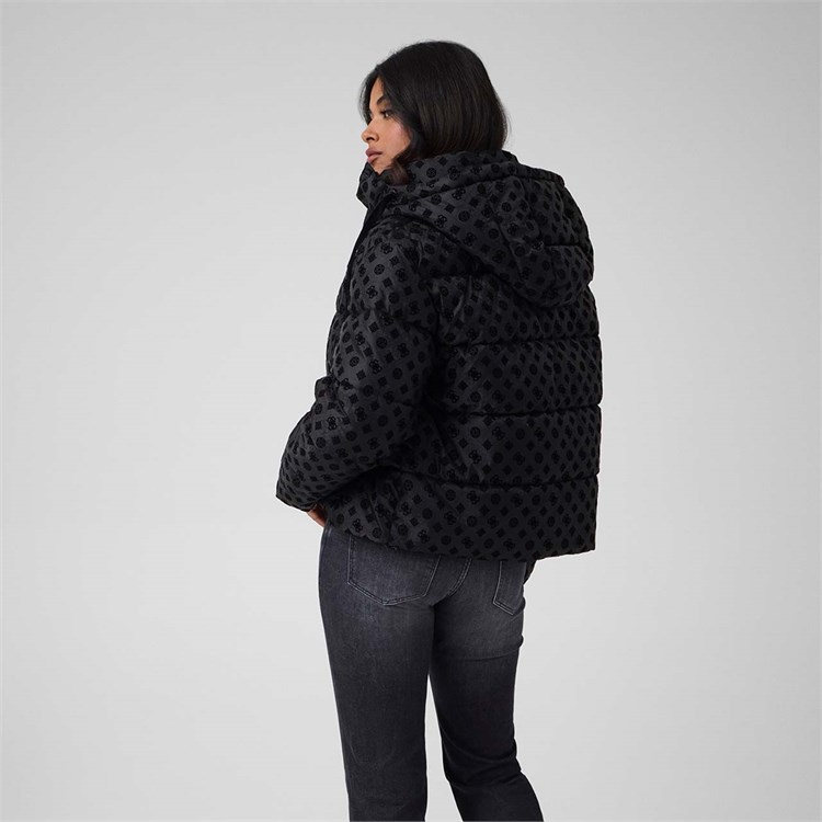 Guess 4G Logolu Fermuarlı Kapüşonlu Kadın Mont W6BL56W4195