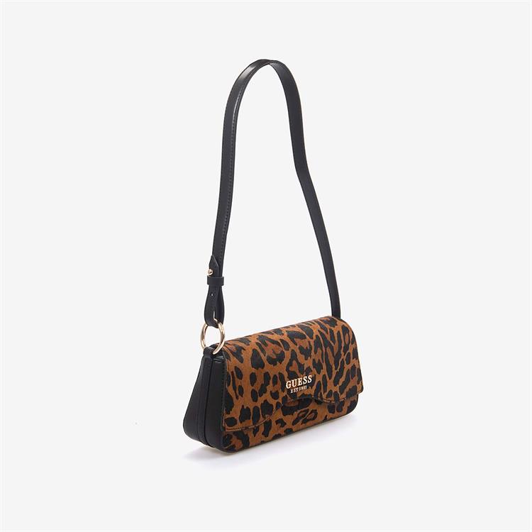 Guess Domitilla Siyah-Kahve-Leopar Kadın Omuz Çantası HWLO7529780