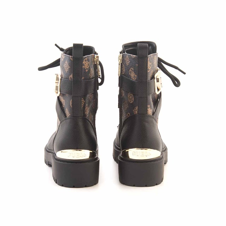 Guess Kadın Vegan Kauçuk Taban Siyah-Altın Sarısı Günlük Ayakkabı