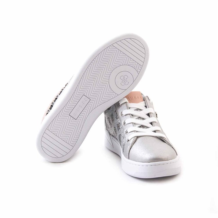 Guess Kadın Vegan Kauçuk Taban Gümüş Spor & Sneaker Ayakkabı