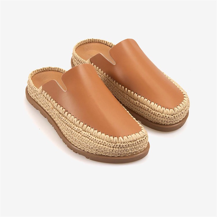 Hawen Angels Kadın 3cm Kauçuk Tabanlı Hasır Örgü Terlik 4001