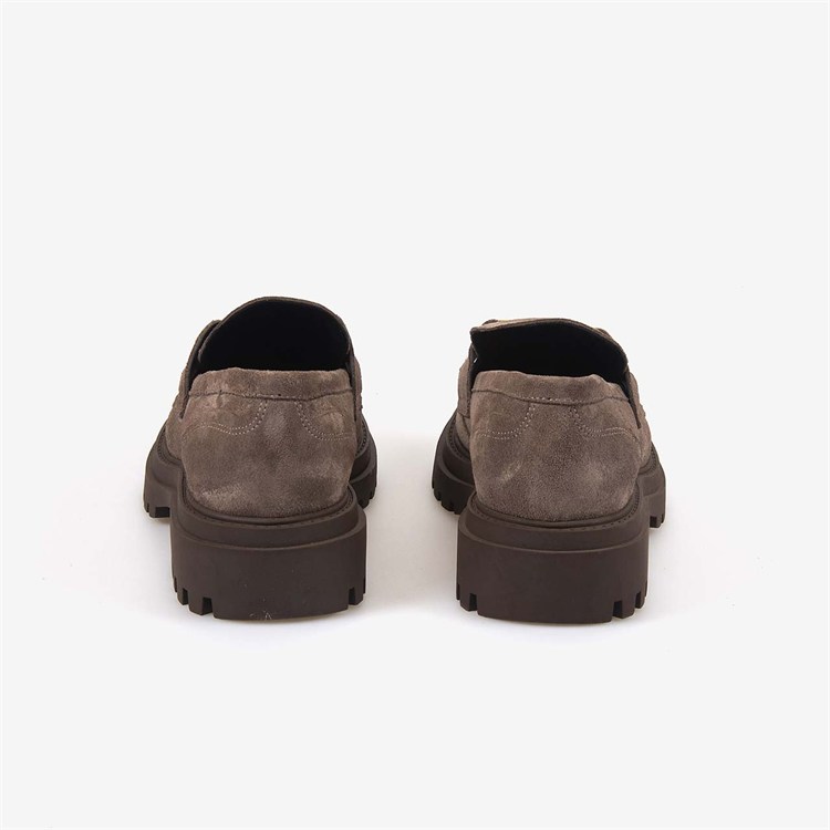 Hawen Angels Kadın 4cm Kauçuk Tabanlı Hakiki Süet Deri Loafer Ayakkabı 8103