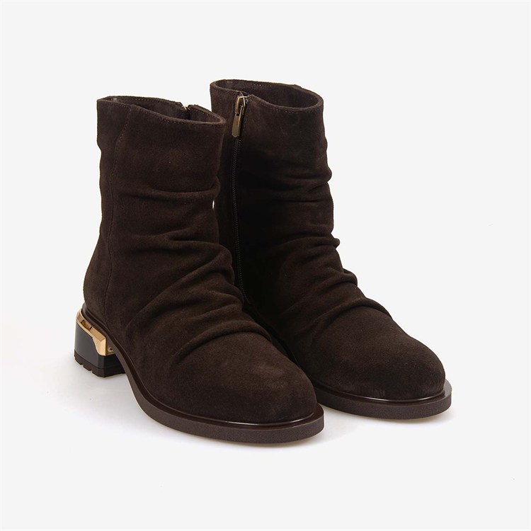 Hawen Angels Kadın 5cm Poli Taban Süet Deri Bot 702010