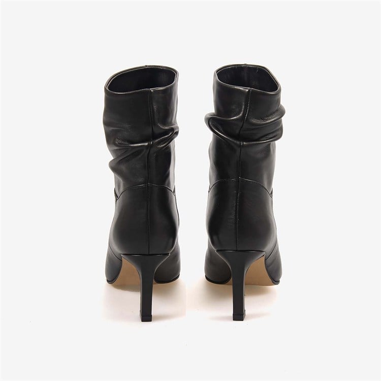 Hawen Angels Kadın Hakiki Deri Sivri Burun Körüklü 7cm Topuklu Bot 27723