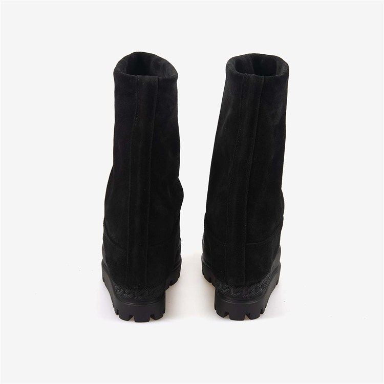 Hawen Angels Kadın Kauçuk Taban Hakiki Süet Deri Körüklü 12cm Gizli Dolgu Topuklu Bot 6400