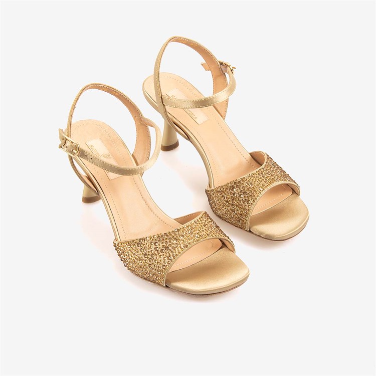 Hawen Angels Kadın Kösele Taban 7,5cm Topuklu Saten Gece & Abiye Ayakkabı 6895-26-V1