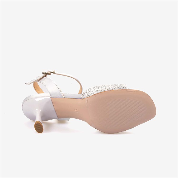 Hawen Angels Kadın Kösele Taban 7,5cm Topuklu Saten Taşlı Gece & Abiye Ayakkabı 6895-26-V1