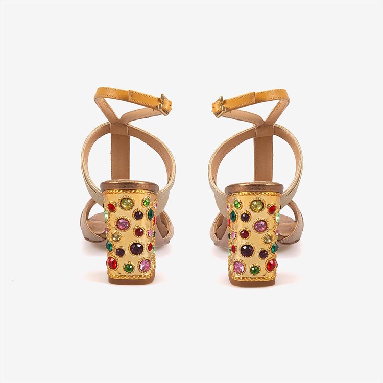 Hawen Angels Kadın Kösele Taban 9,5cm Taşlı Topuklu Gece & Abiye Ayakkabı 380-74