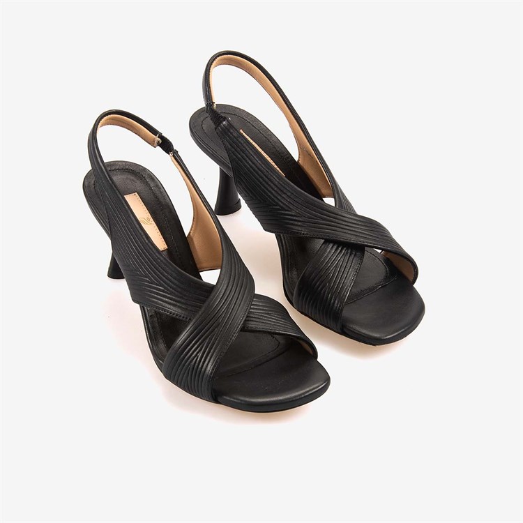 Hawen Angels Kadın Kösele Taban Bantlı 7,5cm Kısa Topuklu Sandalet 6895-04-V1