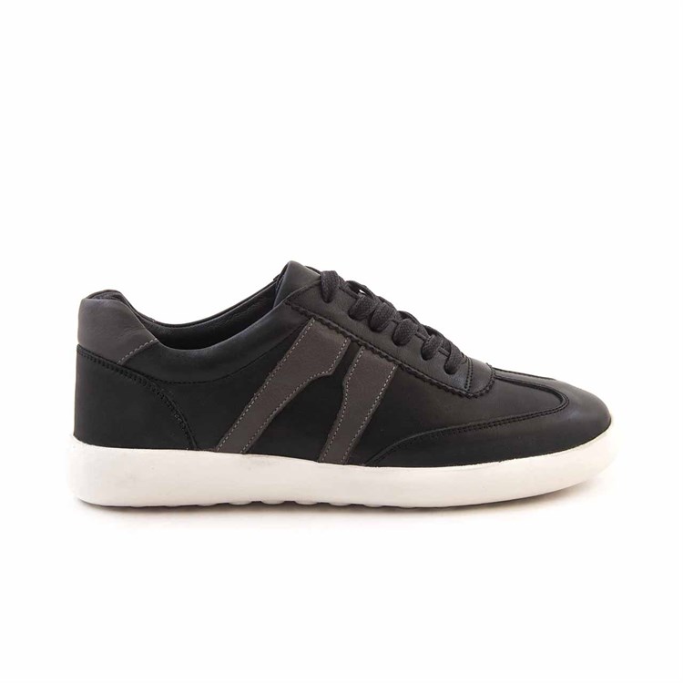Kemal Tanca Erkek Hakiki Deri Siyah Antrasıt Spor & Sneaker Ayakkabı