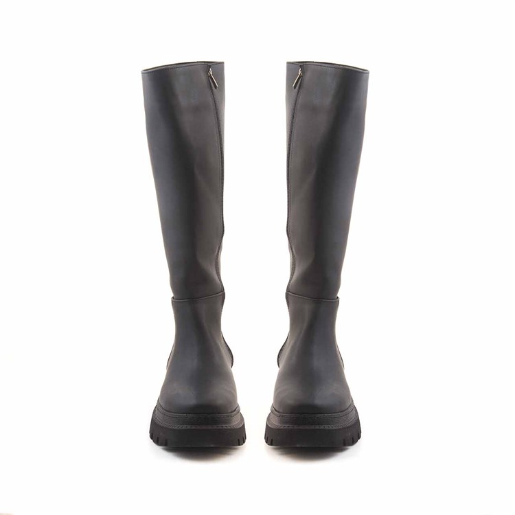 Kemal Tanca Kadın Hakiki Deri Poli Taban Siyah Günlük Çizme