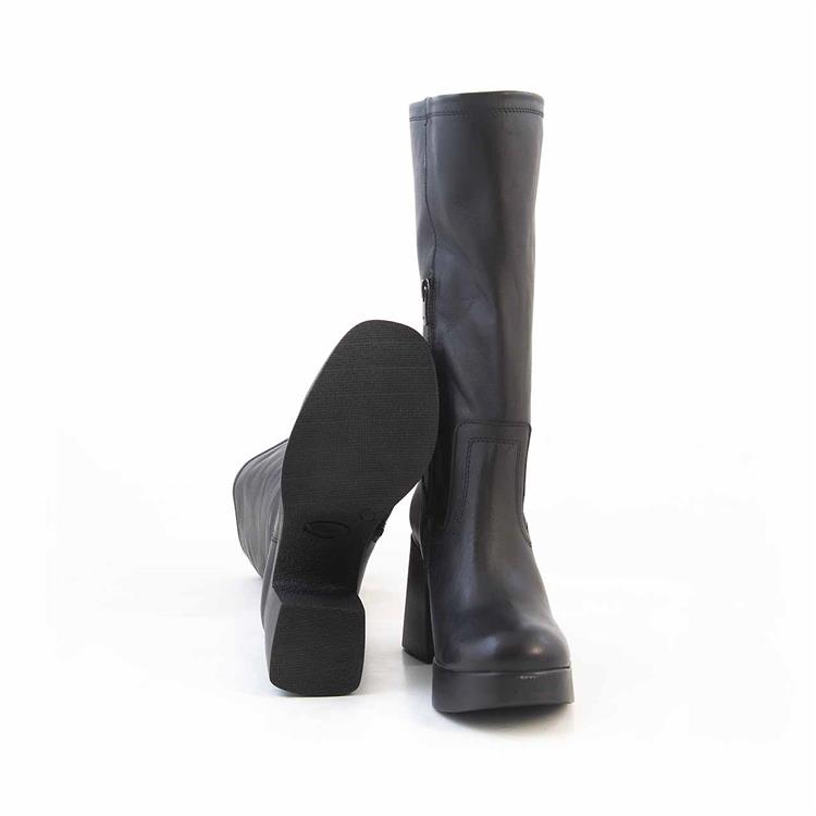 Kemal Tanca Kadın Hakiki Deri Poli Taban Siyah Günlük Çizme