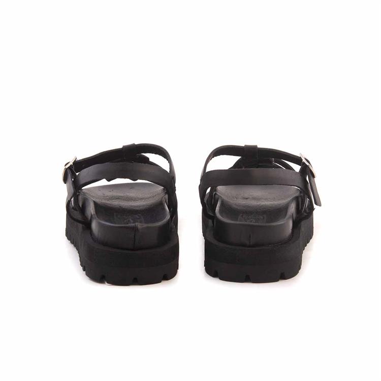 Kemal Tanca Kadın Hakiki Deri Eva Taban Siyah Sandalet Ayakkabı