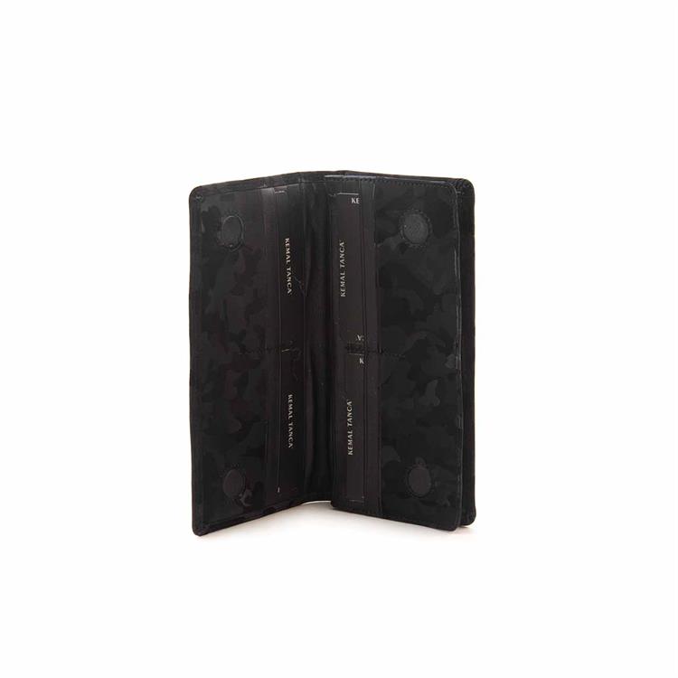 Kemal Tanca Erkek Hakiki Deri Siyah Viva Kamuflaj Cüzdan Cüzdan