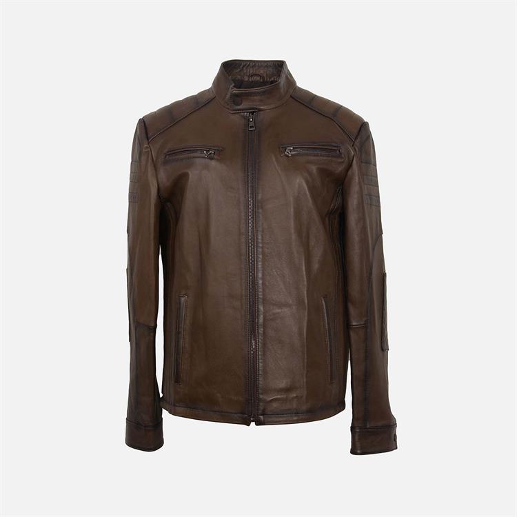 Kemal Tanca Erkek Hakiki Deri Koyu Taba Deri Mont