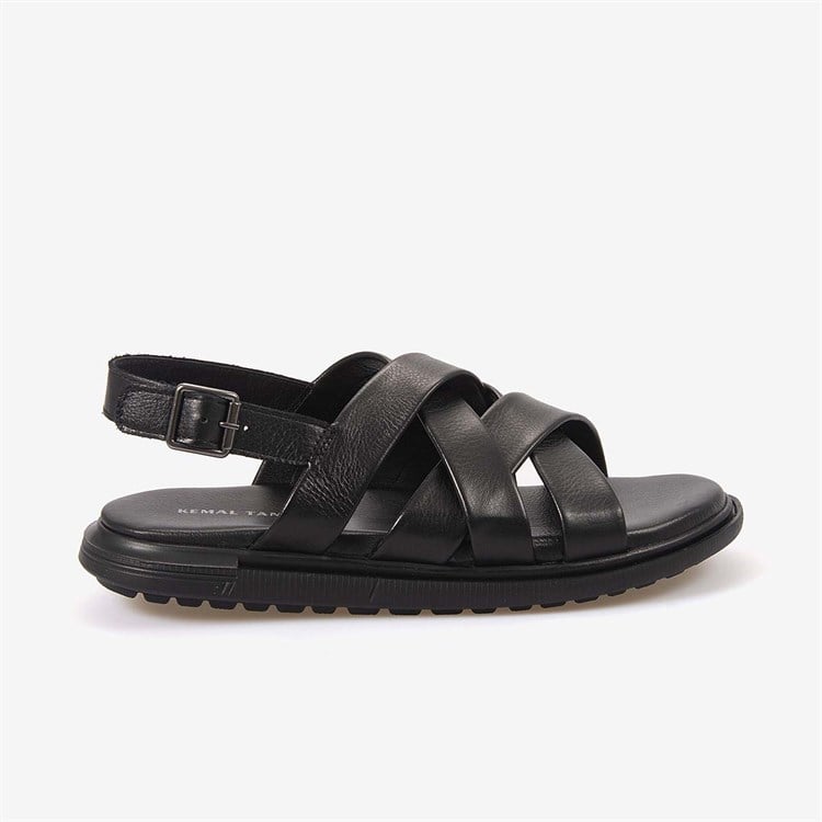 Kemal Tanca Erkek Kauçuk Tabanlı Deri Comfort Günlük Çapraz Bantlı Sandalet 555