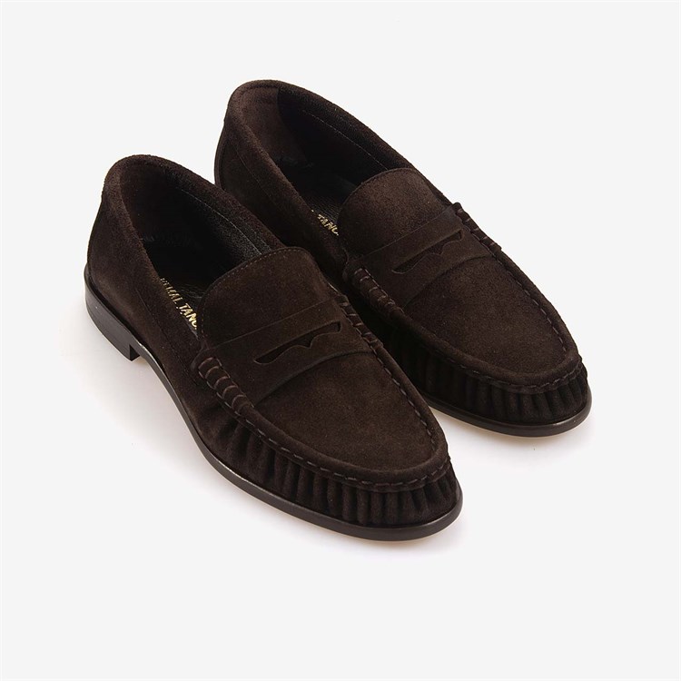 Kemal Tanca Gold Erkek Casual Kahve Süet Penny Loafer Ayakkabı 12254-33