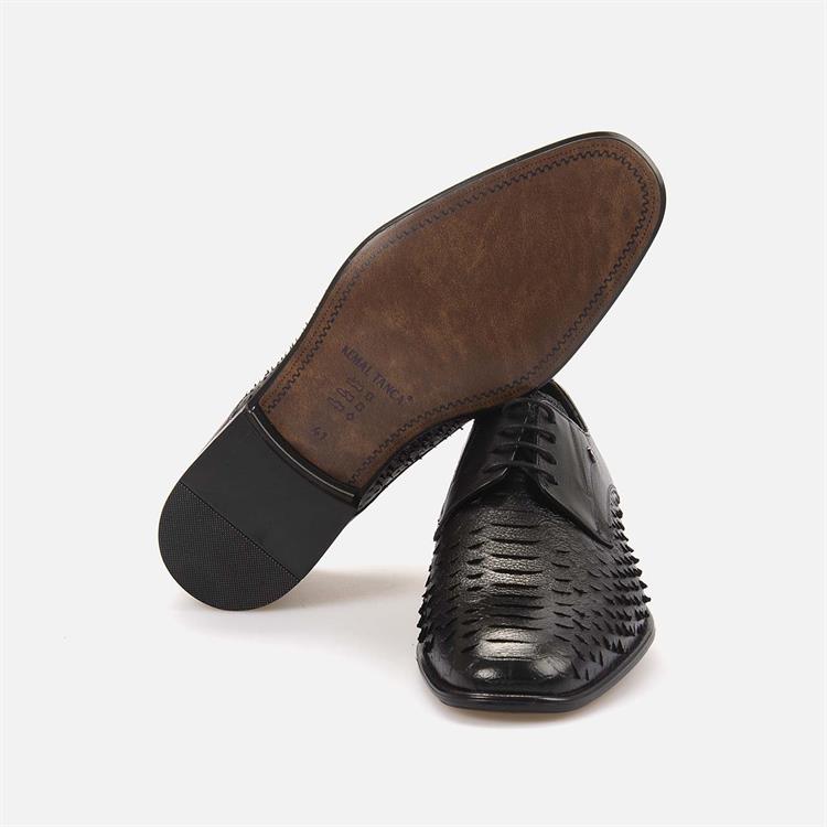 Kemal Tanca Gold Erkek Hakiki Deri Pvc Taban Siyah Antik Klasik Ayakkabı