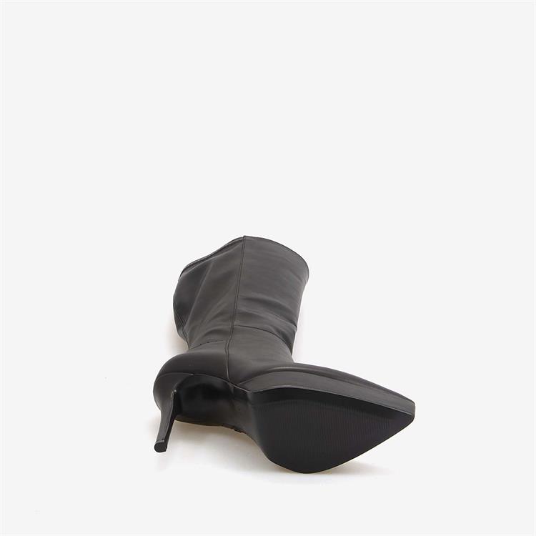 Kemal Tanca Hakiki Deri Kadın Siyah Topuklu Çizme 18