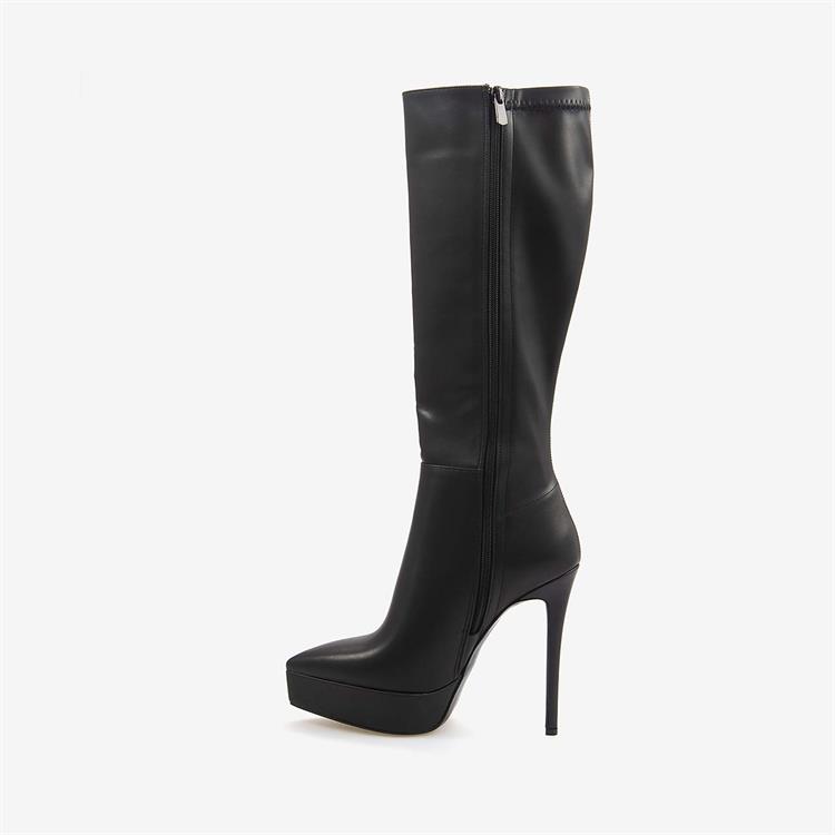 Kemal Tanca Hakiki Deri Kadın Siyah Topuklu Çizme 18