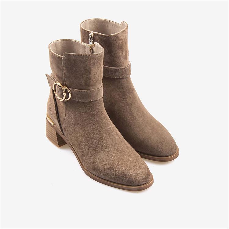 Kemal Tanca Hakiki Deri  Kadın Süet Topuklu Bot 26-103557K