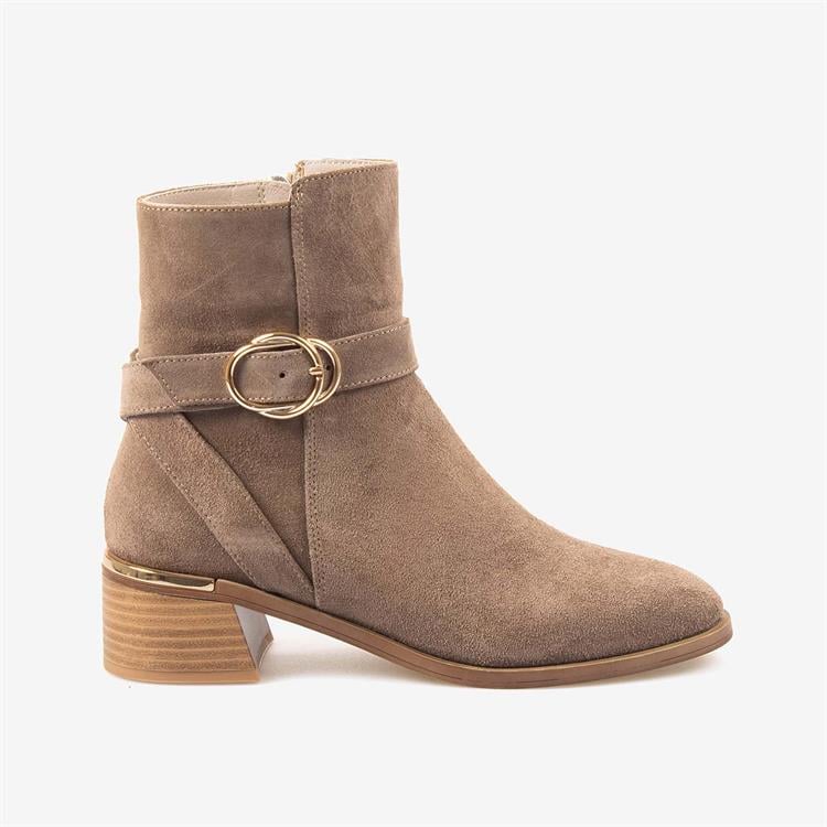 Kemal Tanca Hakiki Deri  Kadın Süet Topuklu Bot 26-103557K