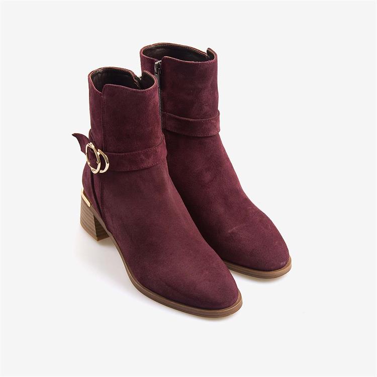 Kemal Tanca Hakiki Deri  Kadın Süet Topuklu Bot 26-103557K