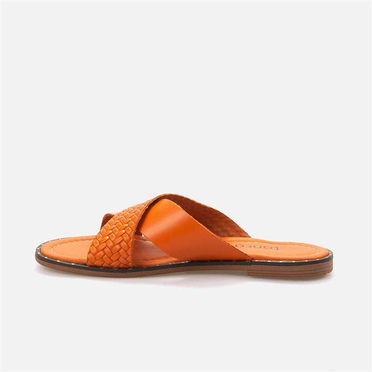 Kemal Tanca Kadın Hakiki Deri Kauçuk Taban Orange Terlik Terlik