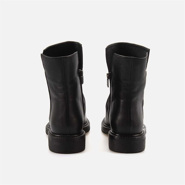 Kemal Tanca Kadın Hakiki Deri Kauçuk Taban Siyah Topuklu Bot 