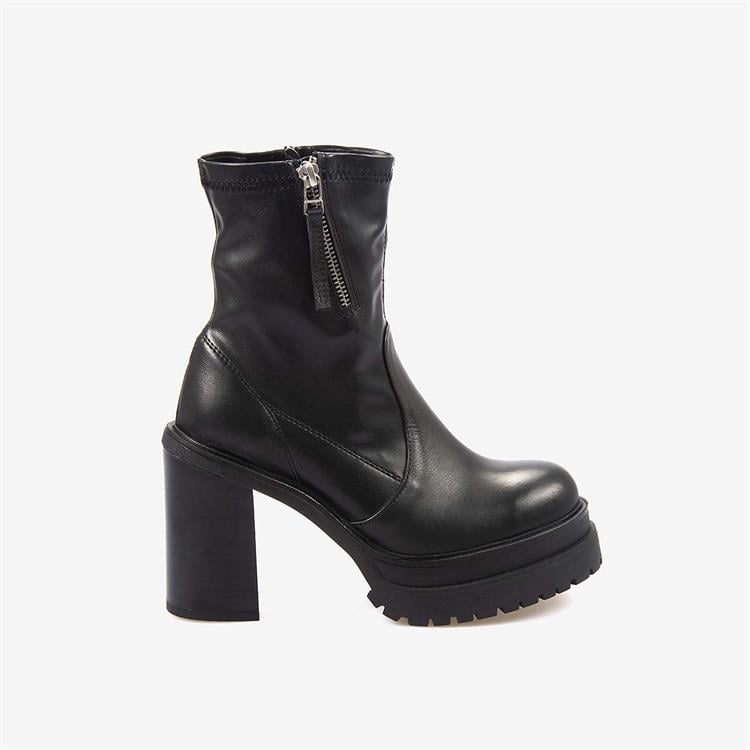 Kemal Tanca Hakiki Deri Kadın Topuklu Bot 7009